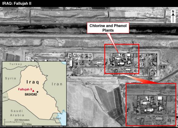 Map of Iraq and satellite image of Iraq's Fallujah II