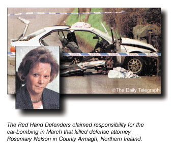 Red Hand Defenders claimed car bombing, Northern Ireland